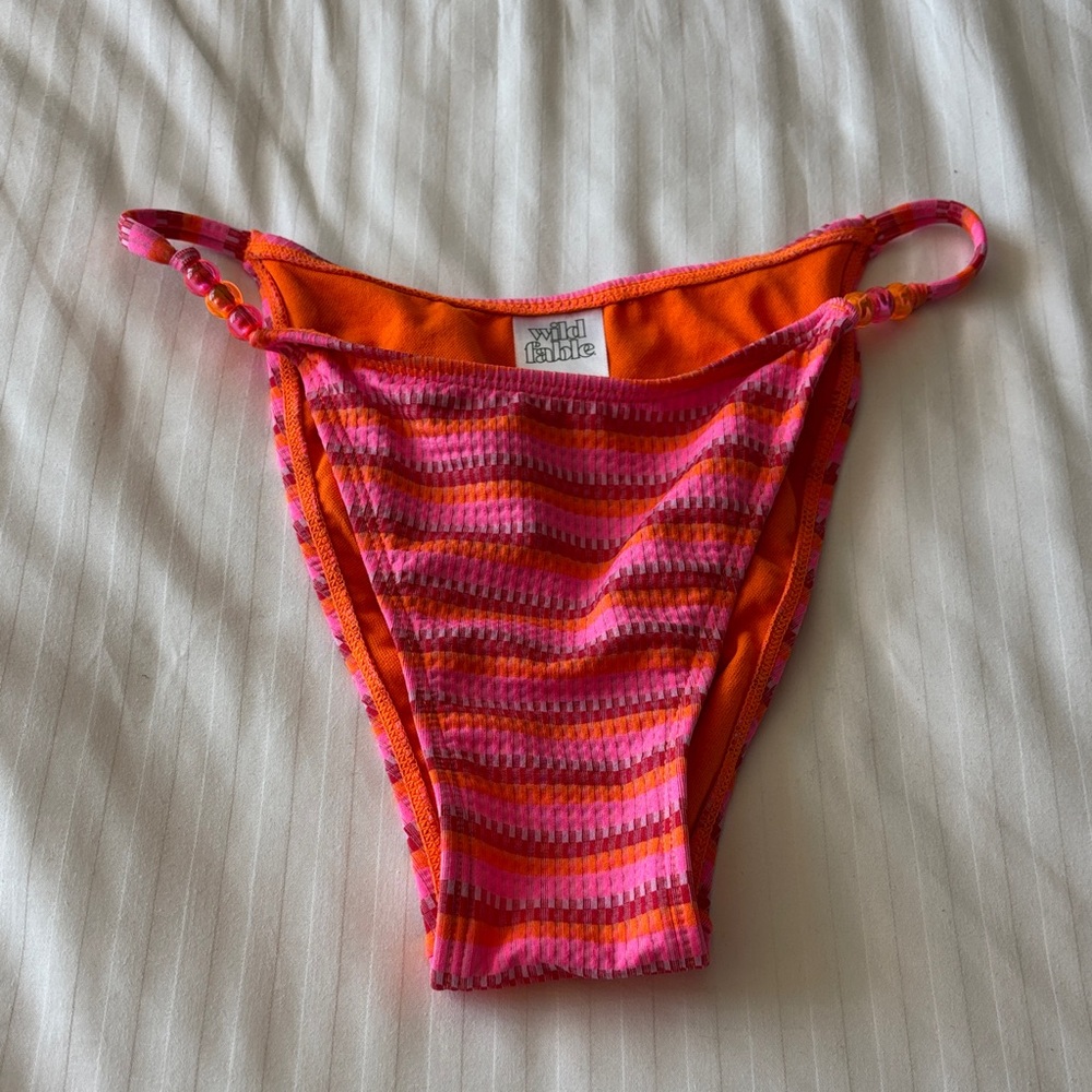 Wild Fable Orange & Pink Striped Bikini Bottom Sz S